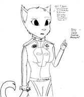 Kvatch_arena_jumpsuit NASCAR accidents_waiting_to_happen anachronism artist:jacobc62 character:Katia_Managan monochrome sketch text