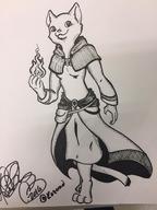 Katia's_wizard_robe artist:nyankokimi character:Katia_Managan digitigrade magic_fire monochrome
