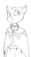 Katia's_Thief_Tunic artist:POMA character:Katia_Managan fire frowning monochrome self_inflicted_burns sketch