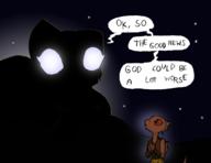 Night_in_the_Woods artist:Bluedragon artist:Kazerad character:Dodger character:Katia_Managan chiaroscuro crossover glowing_eyes knock_off text