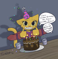 adorable artist:Furnut birthday cake character:Katia_Managan food non-alcoholic_beverage pose smiling teeth text