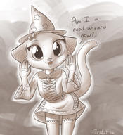 adorable artist:Furnut character:younger_Katia monochrome text wizard_hat