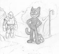 Felix_the_Cat artist:korblborp character:ASOTIL crossover monochrome sketch