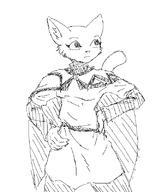 Cloak_of_Gray_Tomorrow Katia's_Thief_Tunic Khajiit artist:Zoltier character:Katia_Managan monochrome sketch