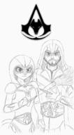 Assassin's_Creed Blade Cosplay artist:Nicros_Man character:Katia_Managan crossover iconography looking_badass monochrome