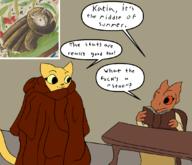 Cosplay Khajiit Quill-Weave's_house adorable anvil argonian artist:Hornamoo books character:Katia_Managan character:Quill-Weave crossover inconsistent_rendering khajiit_racism not_sure_if_racist text