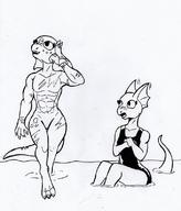 argonian artist:KuroNeko character:Quill-Weave character:nerevarine character:your_weird_OC impure_thoughts monochrome swimsuit very_casually_underdressed