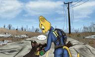 Fallout artist:8Aerondight8 character:Katia_Managan crossover dog_and_his_cat firearms merchandise text