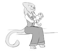artist:Cider character:Rajirra fanfiction happy kittens monochrome sketch smiling