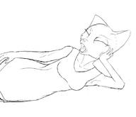 character:Katia_Managan monochrome sketch sleepy