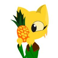 Katia's_wizard_robe Khajiit artist:rollanan black_eyes character:Katia_Managan eating food pineapple