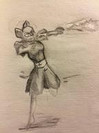 action_pose artist:Norad2 character:Katia_Managan fireball magic_fire monochrome pencil_drawing sketch