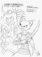 Blade Prince_Of_Persia artist:Nicros_Man character:Katia_Managan character:nightmare_king crossover monochrome text