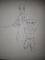 Blade Kvatch_arena_armor artist:DOOMGUY11 bad_end character:Katia_Managan character:Sigrid monochrome sketch