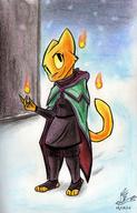 Cloak_of_Gray_Tomorrow Katia's_Thief_Tunic artist:Katnay character:Katia_Managan fireball magic_fire snow
