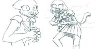 The_Amazing_World_of_Gumball artist:redout character:Katia_Managan character:Nicole_Watterson classic_art crossover eating food grievous_bodily_harm grotesque mouse sketch