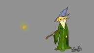 Cosplay Khajiit animation artist:DearFox artist:Katia character:Katia_Managan magic_fire magic_staff missing_tail robes wizard_beard wizard_hat
