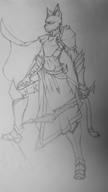 Official_Badass armor_design character:Katia_Managan looking_badass monochrome sketch