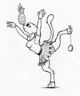 Khajiit acrobatics actual_talent artist:KuroNeko character:Katia_Managan monochrome pineapple pineapple_and_yo-yo_trick yo-yo