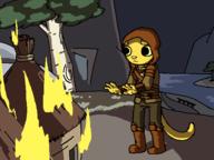 Skyrim animation artist:wookylee character:Katia_Managan chiaroscuro fire_safety magic_fire