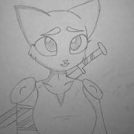 Blade artist:ZephyrEasting_XD character:Katia_Managan monochrome sketch