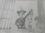 booze character:Katia_Managan character:Quill-Weave character:Sigrid eyepatch monochrome sketch