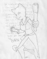 Katia's_wizard_robe artist:Bonus character:Katia_Managan machete magic_fire monochrome sketch text