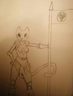 Kvatch_arena_armor character:Katia_Managan flags monochrome sketch