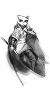 Cloak_of_Gray_Tomorrow Katia's_Thief_Tunic character:Katia_Managan looking_badass monochrome spear