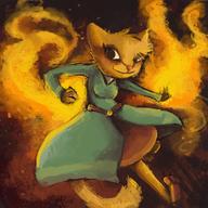 artist:Corrina character:Katia_Managan explosions looking_badass magic_fire stylized