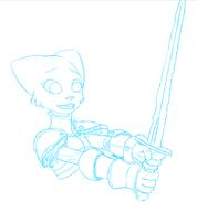 Blade adorable armor artist:POMA character:Katia_Managan monochrome sketch