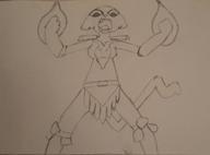 Kvatch_arena_armor character:Katia_Managan magic_fire monochrome sketch