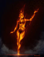 artist:Bokdan0 chiaroscuro daedra featured_masterpiece flame_atronach magic_fire night